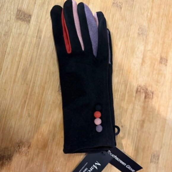 Retro Faux Suede gloves with multi color blocking - NWT - Picture 3 of 16